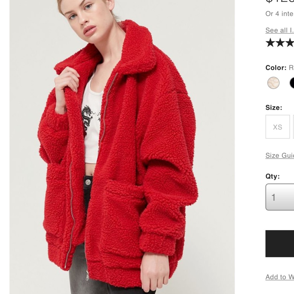 I.AM.GIA Pixie Teddy Coat in Red - NWT, MED ❤️